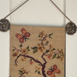 Vintage Needlepoint Wall hanging Butterflies